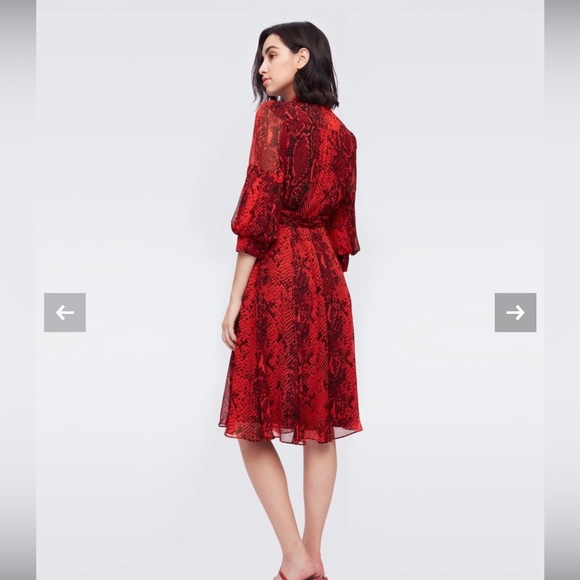 Diane Von Furstenberg DVF Adele Dress snake print carmine red - New with tags - Picture 11 of 11